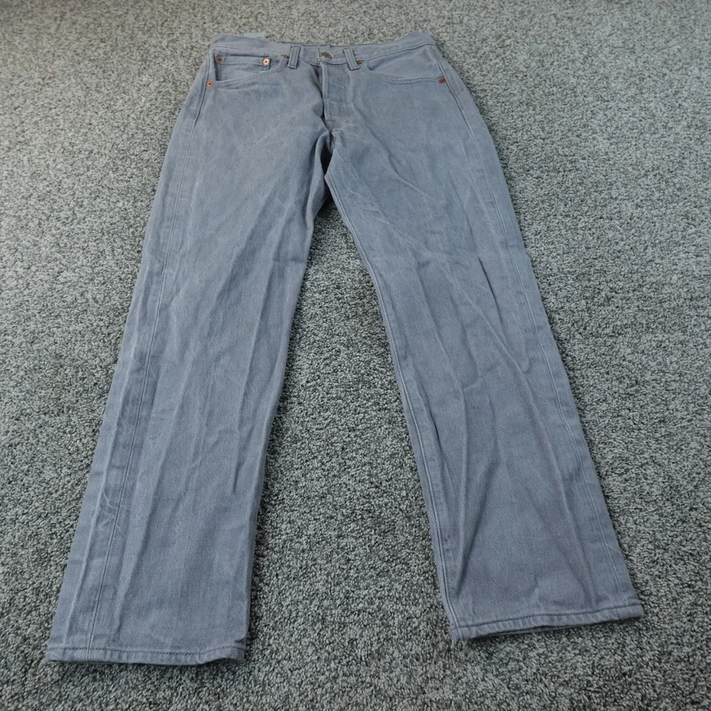 Levis Jeans Mens 32X30 Black Gray Denim Pants‎ 501 Button Fly Straight Western
